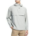 thumbnail image 1 of Blusa de manga larga con capucha para hombre, estilo casual, de color liso, con botones y bolsillos, de poliéster., 1 of 6
