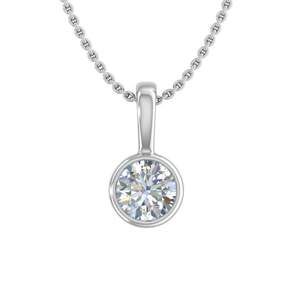 1/3 Carat Diamond Solitaire Pendant Necklace in 14K White Gold (Included Silver Chain)