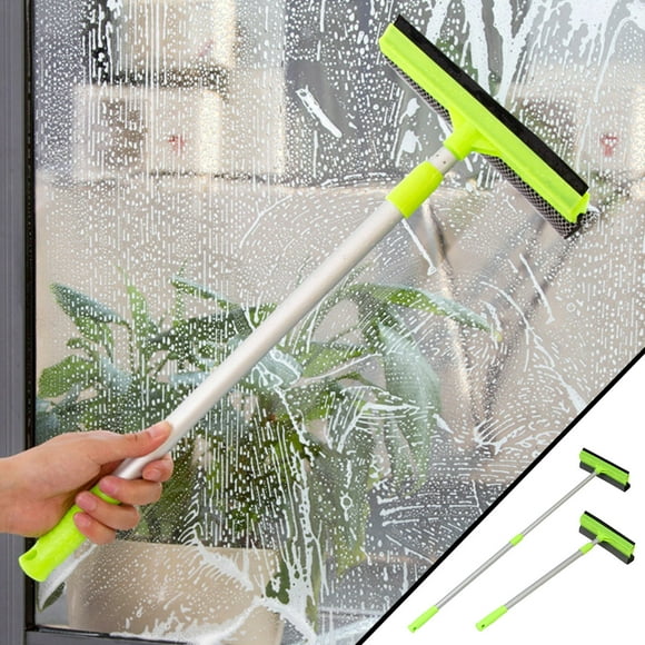 LSLJS Window Scraper, Retractable Handle, 2 In 1 Window Cleaning Tool with Doublesided Blade Rubber and Washing Sponge for Glass Doors, Cars, Bathrooms, Window Squeegee on Clearance