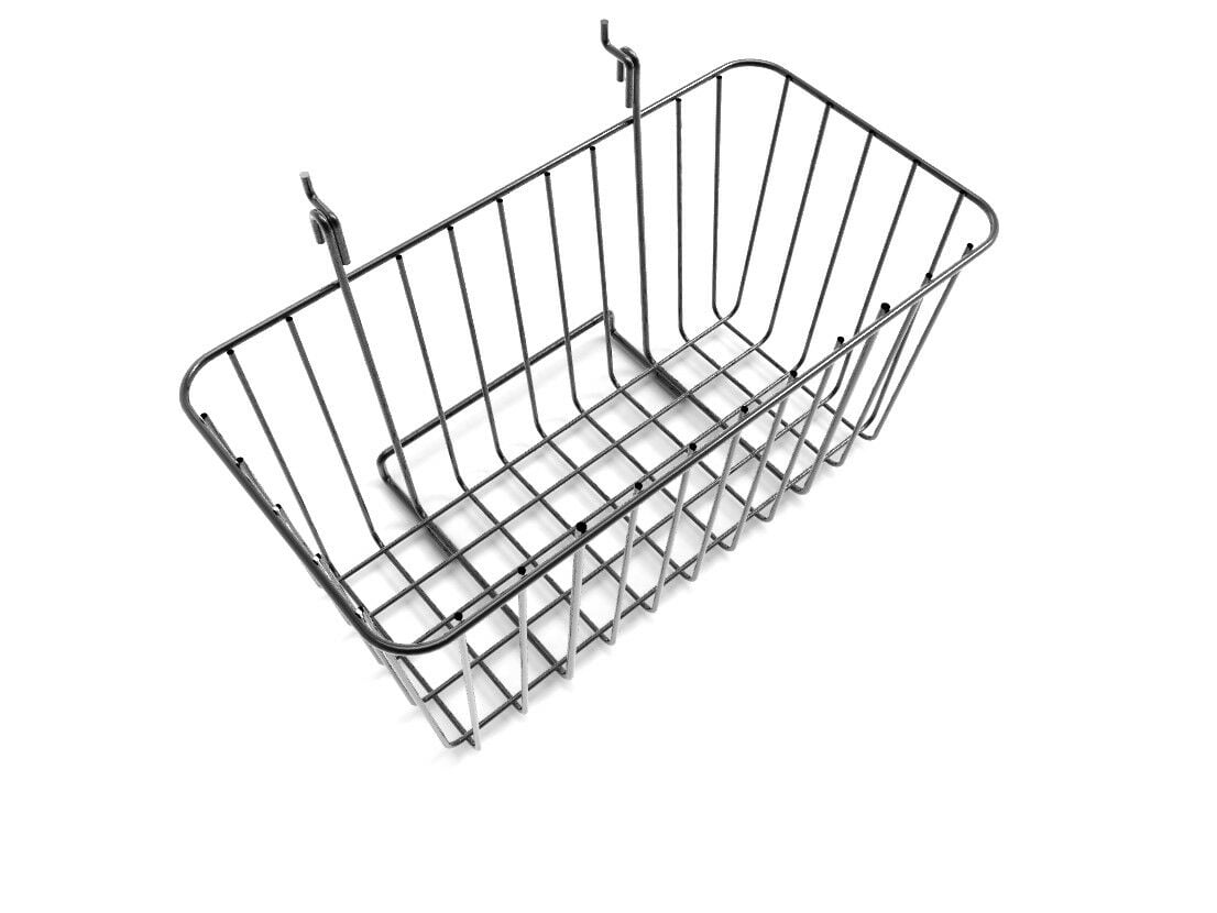 FixtureDisplays® 12" x 6" Metal Wire Rectangular Basket for Gridwall or