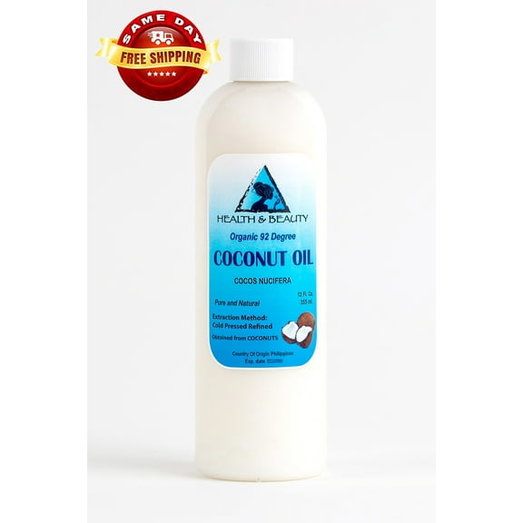 COCONUT OIL 92 DEGREE ORGANIC CARRIER REFINED COLD PRESSED 100% PURE 24 OZ