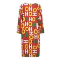 thumbnail image 4 of Yuyamidu HO-HO-HO Long Bathrobe for Women Xmas Tree Zipper Front Robe Sleepwear Christmas Crewneck Spa Robes Size 3XL Red Mid-Length Housecoat Casual Long Sleeve Loungewear Dress, 4 of 7