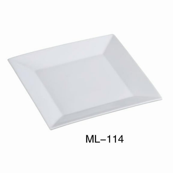 14 in. Porcelain Square Plate, Super White - Pack of 6