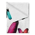 thumbnail image 2 of Butterfly Soft Flannel Fleece Blanket, Vibrant Butterflies Flying in the Spring Season Nature Colorful Wings Composition, Cozy Plush for Indoor and Outdoor Use, 50" x 70", Multicolor, by Ambesonne, 2 of 5