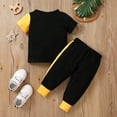 thumbnail image 2 of Newborn Baby Boy Clothes Yellow and Black Letter Pattern Short Sleeved Shirt and Pants Set 2PCs Infant Spring Summer Outfits, 2 of 5