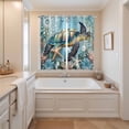 thumbnail image 3 of Coastal Sea Turtle Kitchen Curtains 84 Inch Length, Vintage Teal Nautical Beach Botanical Grommet Top Bedroom Living Room Curtains, Light Filtering Cafe Curtain Drapes 2 Panels Set 104''x84'', 3 of 9