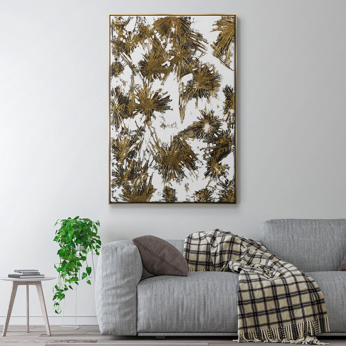 Fireworks Framed Premium Gallery Wrapped Canvas - Ready to Hang - 25 x 37 - Gold Floating Frame