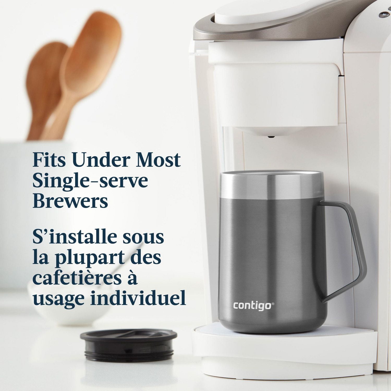 Contigo Streeterville Stainless Steel Mug with Splash-Proof Lid, 14 oz (414 ml), Vacuum-Insulated Tumbler with Handle for Coffee & Tea, Sake