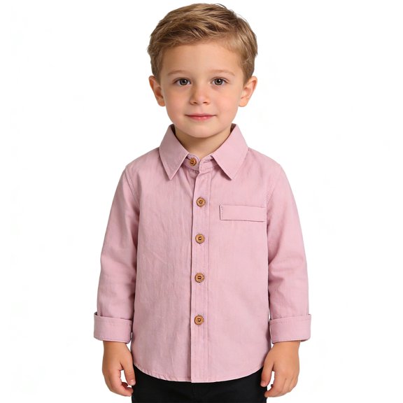JACHENN Kids Boys' Polo Shirts Classic Long Sleeve Collared Shirts for Kids Boys Purple Button down Shirt School Uniform Boy Clothes 4-5 Years