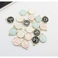 thumbnail image 3 of 26 piezas de lindas cuentas de letras mixtas, dijes de letras de metal, dijes iniciales esmaltados, dijes del alfabeto de doble cara al por mayor, color negro, 3 of 4