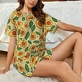 thumbnail image 4 of Honeii Leaves Avocado for Women's Summer Pajama Set featuring Soft Short Sleeve Shirt & Matching Bottoms with Convenient Pockets for Relaxed Home Wear-X-Large, 4 of 6