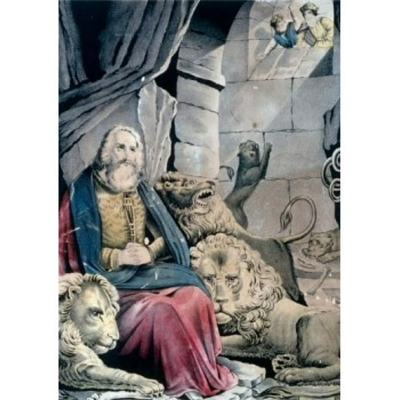 Posterazzi SAL9001225 Daniel in the Lions Den Currier & Ives Color Lithograph 1857-1907 Washington DC Library of Congress Poster Print - 18 x 24 in.