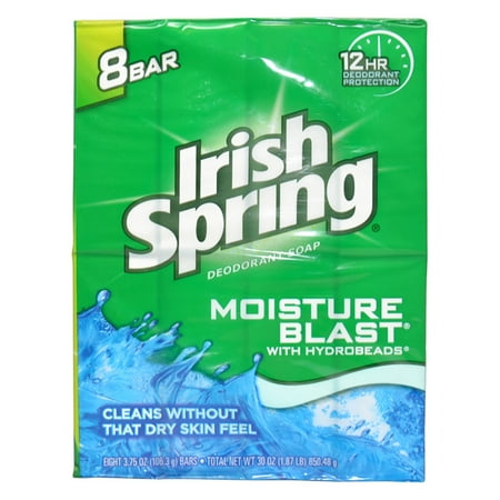 Moisture Blast Deodorant Soap by Irish Spring for Unisex - 8 x 4 oz Soap