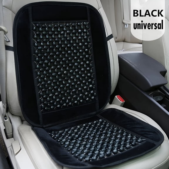 RIONIMA 2026 New Black Wooden Beaded Plush Velvet Seat Cover Ultra Comfort Massage Car Seat Cushion for Travel,Daily Commute,Road Trips
