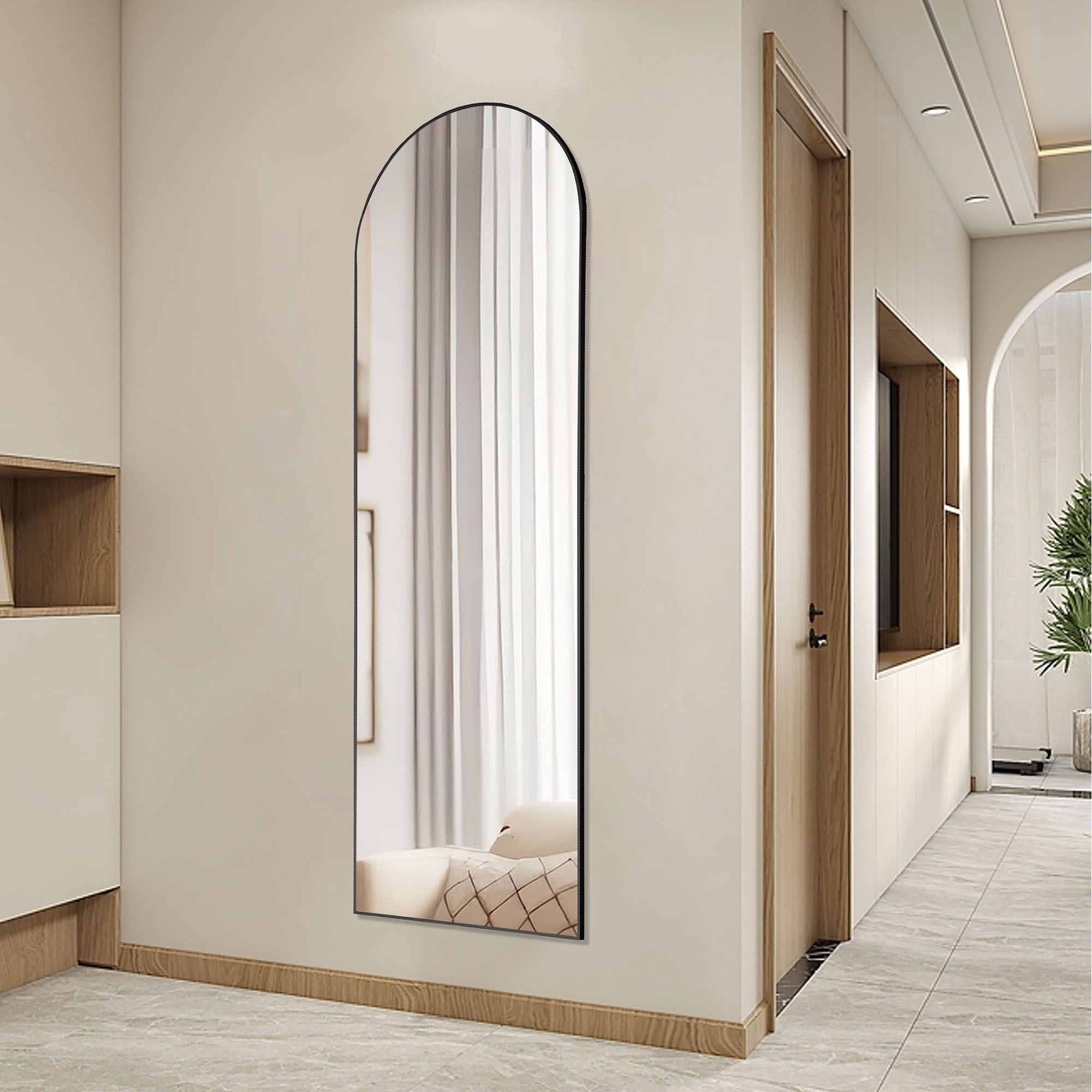 64"x21" Full Body Wall Mirror Standing Hanging or Leaning Wall-Mounted Mirrors with Stand Aluminum Alloy Frame Living Room