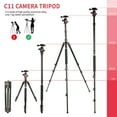 thumbnail image 4 of Tignapoo C11 Trépied/monopode Professionnel 2-en-1 pour Appareils Photo Reflex Numériques et Sans Miroir, Hauteur Réglable 196 cm, Rotule 360°, Alliage d'Aluminium Léger, Noir/rouge, Comprend Sac de Transport et Accessoires, 4 of 6