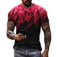 thumbnail image 2 of T-shirt Homme à Séchage Rapide, Manches Courtes, Col Rond, Dégradé de Couleur, Imprimé Flamme 3D, 2 of 8