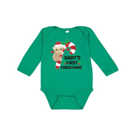 

Inktastic 1st Christmas Baby Girl Outfit Sloth Gift Baby Boy or Baby Girl Long Sleeve Bodysuit