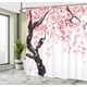 thumbnail image 3 of Cortina de ducha floral, 180 cm x 200 cm, rosa negro, cerezo en flor, juego de decoración de baño de tela con ganchos, 3 of 4