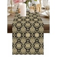 thumbnail image 2 of Burlap Table Runner 120 Inches Long, Classical Damask Non-Slip Kitchen Table Runners for Dining Room Everyday Use Party Table Decorations Retro Boho Vintage Black Gold Floral, 2 of 9
