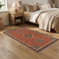 thumbnail image 2 of ODIKA 5'x7' Washable Area Rug Non-Slip, Chair-Friendly Teal Rust and Geometric Elegance Intricate with Classic Borders for Dining Room, Under Table, Home Office, 2 of 7