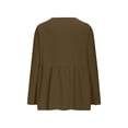 thumbnail image 6 of Women's Oversized Tshirts Cotton Linen Crew Neck Long Sleeve Button Tee Long Sleeve Shirts for Women, 6 of 8