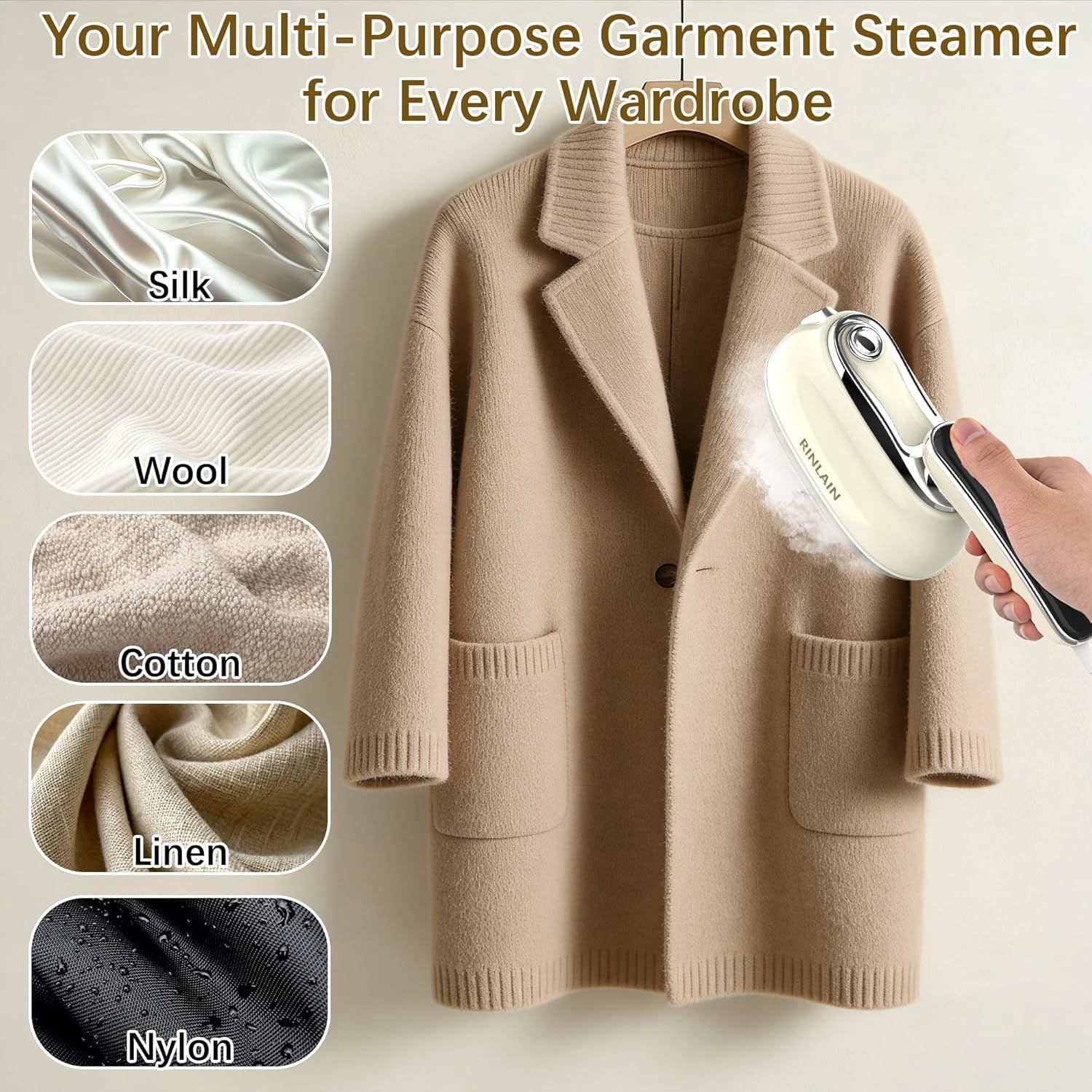 Steamer for Clothes, 2-in-1 Garment Steamer & Steam Iron for Clothes, 1200W Travel Steamer for Clothes, Max 25g/min Steam, Handheld Steamer & Portable Iron for Quick Wrinkle Removal, 110-120V