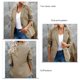thumbnail image 5 of Blazer Slim Fit Manga larga Cuello vuelto Estampado de cuadrícula Botones de puño Blazer de mujer de moda Caqui S, 5 of 6