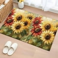 thumbnail image 2 of Summer Sunflowers 2'x3' Washable Rug, Red Yellow Floral Leaf Wood Grain Non-Slip Soft Doormat Area Rugs for Entrance Bathroom Bedsides, Carpet for Kitchen Bedroom, Entryway Floor Mat, 2 of 9
