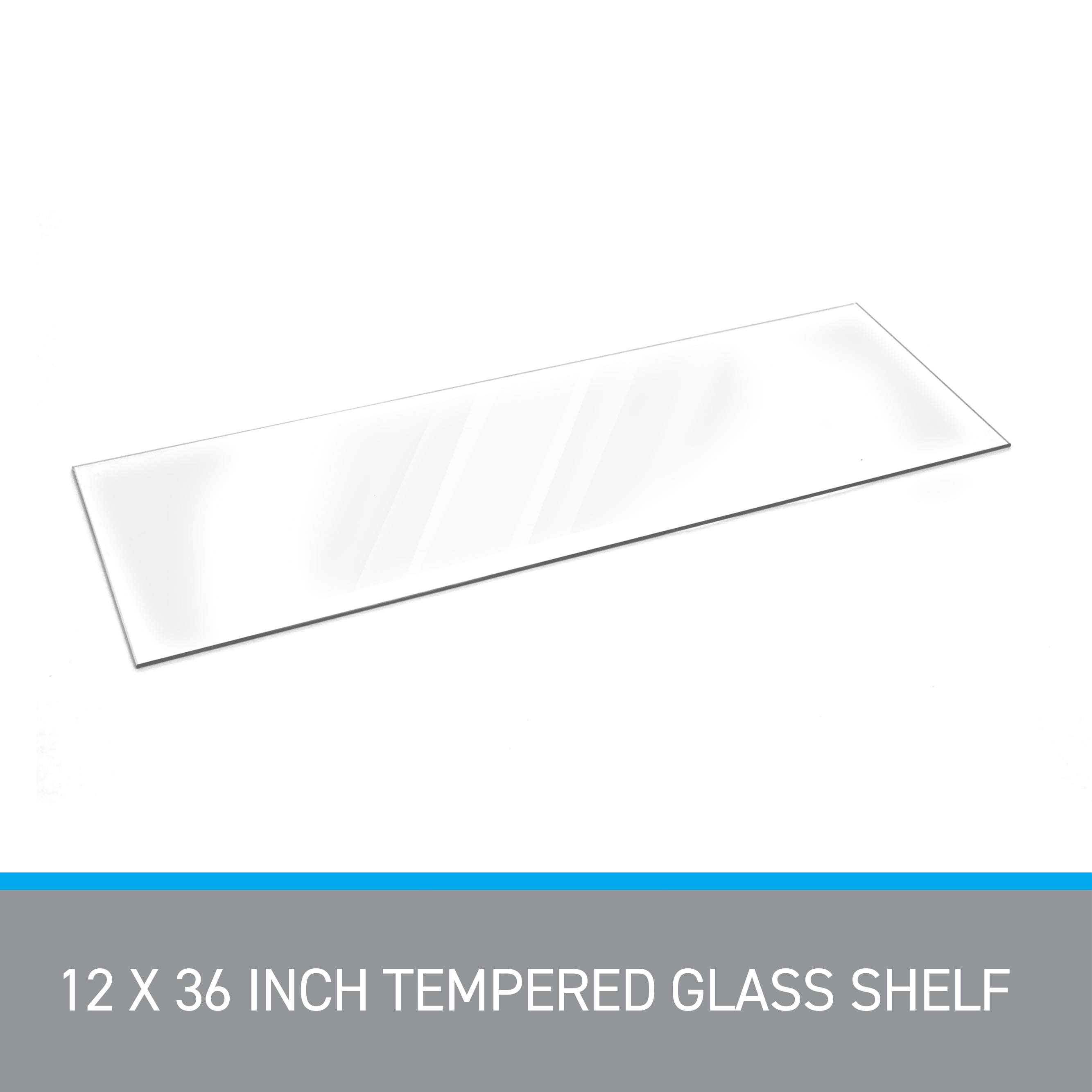 SSWBasics Floating Shelves - Pack of 2 Tempered Glass  Shelves  12"W x 36"L  3/16" Thick  Polished Edges  Complies with Stringent Building Codes  Durable Wall Shelf  Cannot be Cut