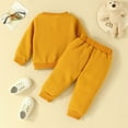 thumbnail image 4 of Odeerbi Infant Boys Girls Clothes Rib Knit Fall Winter Outfits Set Fashion Baby Casual Round Neck Long Sleeve Tops Printed Long Pants Sets Orange, 4 of 8