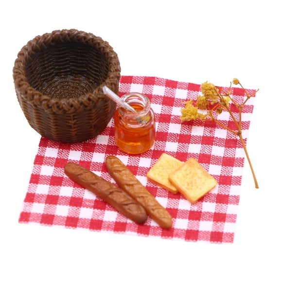 1 Set of Miniature Doll House Bread Basket Kit Mini Bread Basket Prop Miniature Bread Basket with Accessory