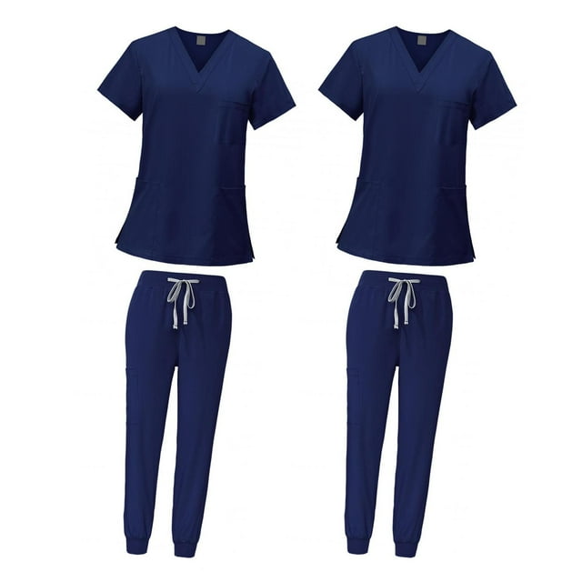 Conjunto de 2 Uniformes Médicos para Mujer, Top Y Pantalón con Cuello en V