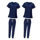 thumbnail image 1 of Conjunto de 2 Uniformes Médicos para Mujer, Top Y Pantalón con Cuello en V, 1 of 10