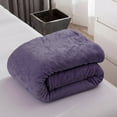 thumbnail image 2 of Soft Blanket Solid Color Coral Fleece Plush Microfiber Blanket Violet Throw - 50" x 60", 2 of 5