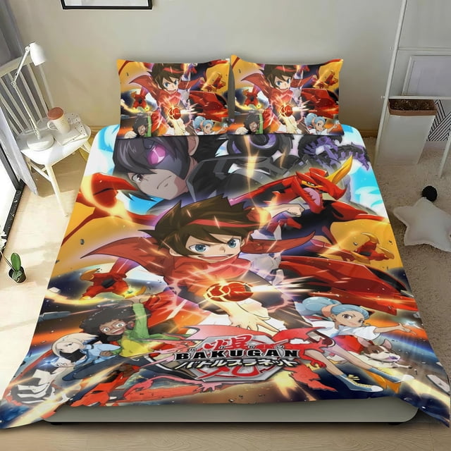 Bakugan Conjunto de sábanas temático, trío de piezas, cómodo y amigable con la piel, diseño único, regalo de decoración para el hogar para familiares, amigos y fans,135cm *200cm