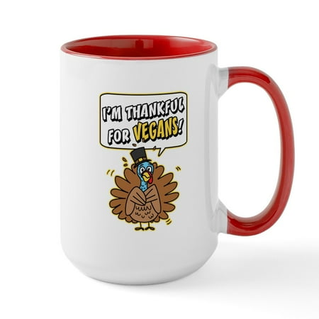 

CafePress - Thankful For Vegans Large Mug - 15 oz Ceramic Large White Novelty Mug
