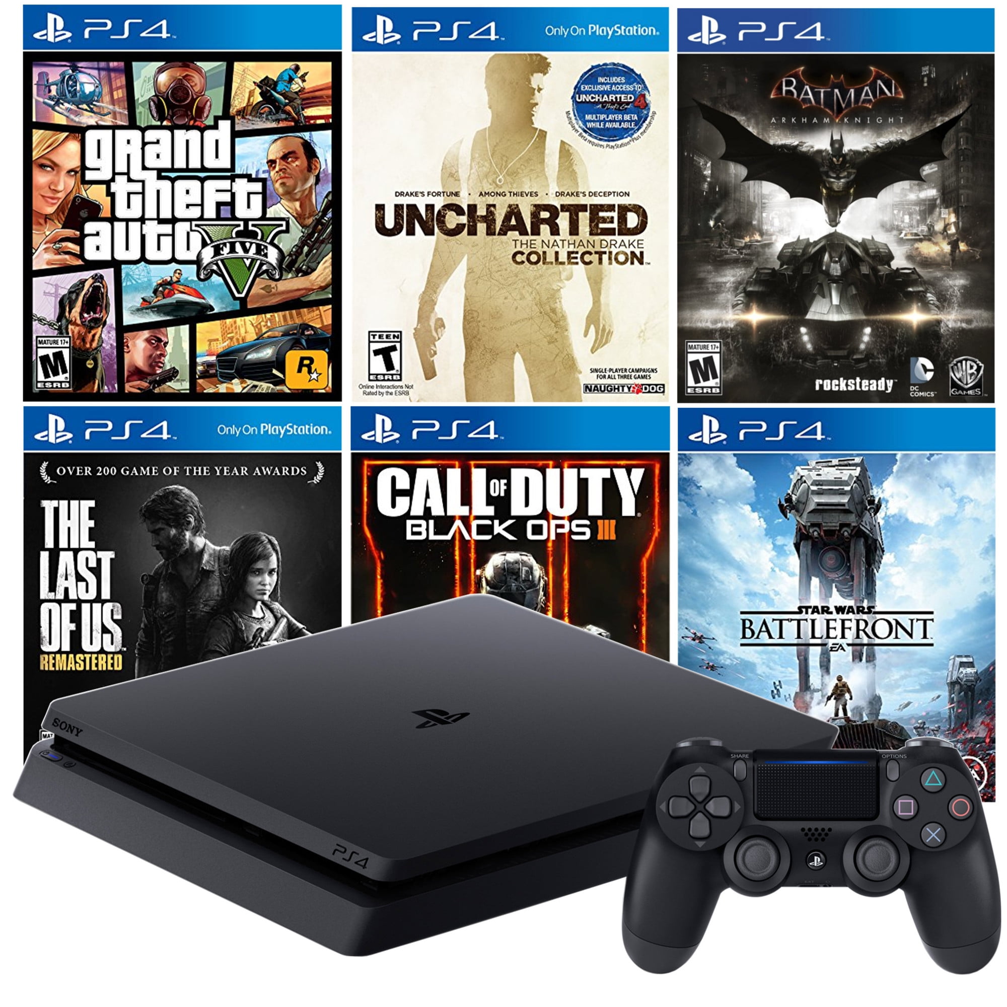 Restored PlayStation 4 Slim 500GB + 6 Hit Games! GTAV, Of Us, Call Of Duty and more (Refurbished) - Walmart.com