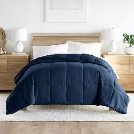 Noble Linens Navy All Season Lightweight Down-Alternative Solid Comforter, Full/Queen