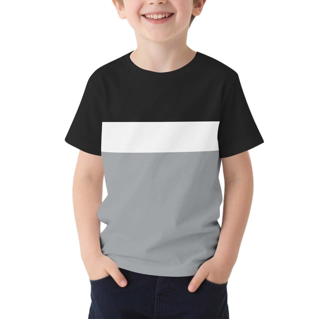 T-Shirt pour Enfants, Manches Courtes à Col Rond avec Motif Imprimé, Haut de Sport Décontracté pour Garçons et Filles 2-13 Ans