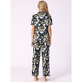 thumbnail image 3 of DARING DIVA Women's Silk Short Sleeves Floral Satin Pajama Sets XS Black Flowers, 3 of 6