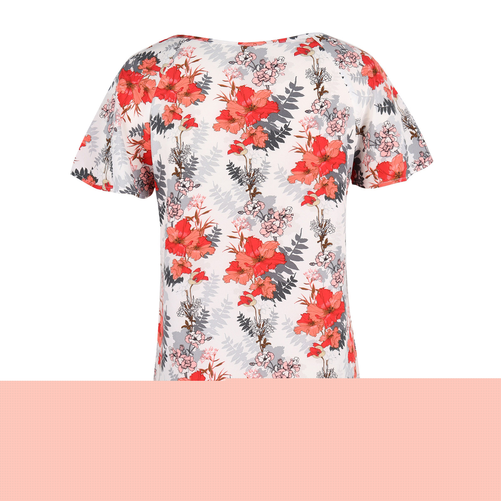 thumbnail image 4 of Blusa holgada de manga corta con cuello en V y estampado floral informal de verano para mujer Pompotops hkajfhjk471913, 4 of 5