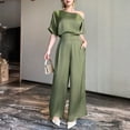 thumbnail image 2 of Women's One Shoulder Wide Leg Jumpsuit Elegant High Waist Dressy Evening Party Outfit, 2 of 7