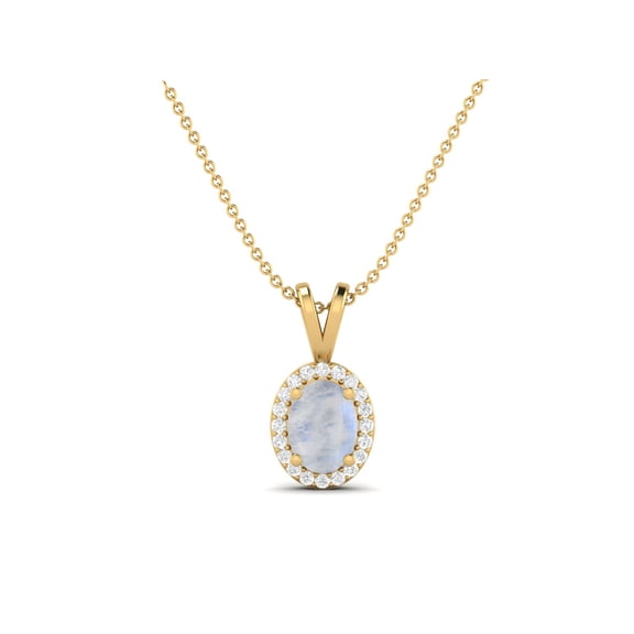 925 Sterling Silver Gold Vermeil Oval Moonstone Solitaire Women Valentines Day Gifts Necklace