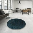 thumbnail image 3 of Ahgly Company Indoor Round Abstract Dark Blue Grey Blue Abstract Area Rugs, 3' Round, 3 of 6