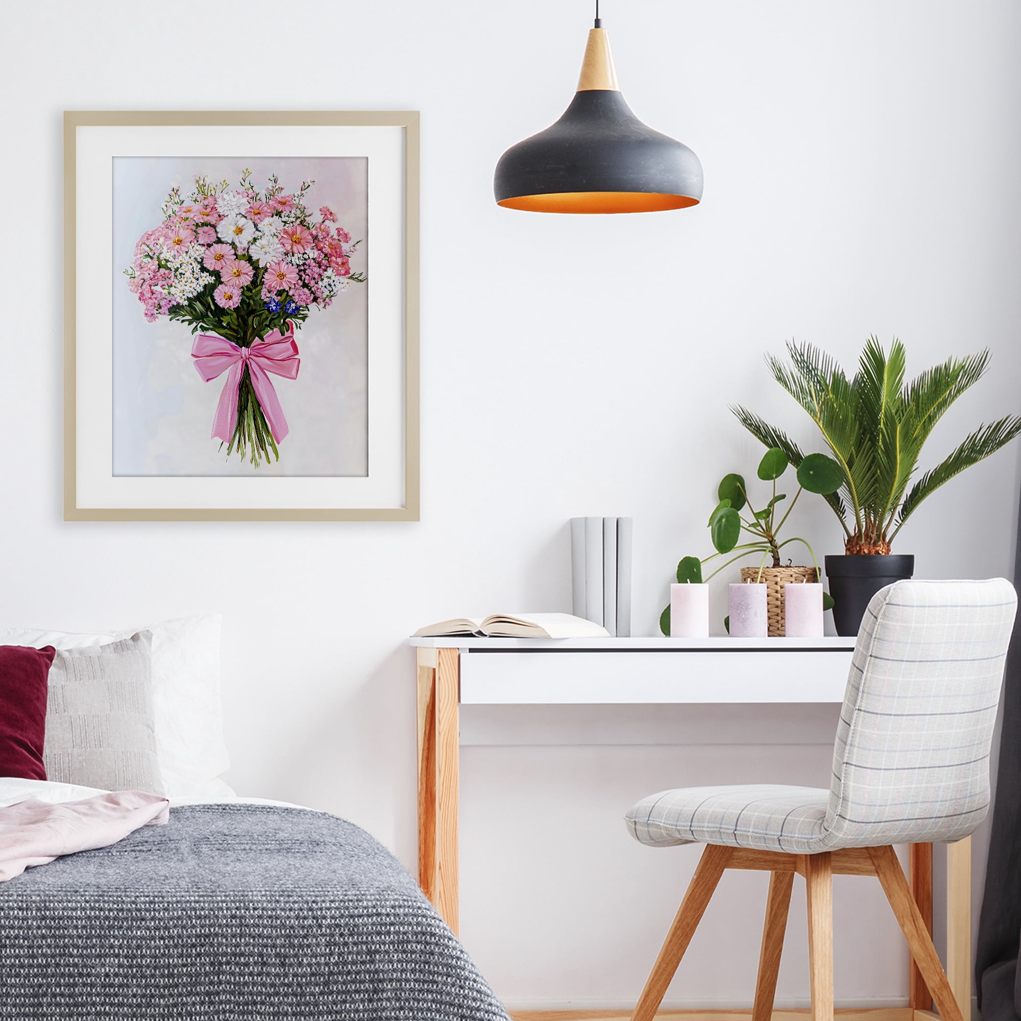 Stupell Industries Pink & White Tied Flower Bouquet Birch Framed Print Under Glass, design by The Prints Vibe