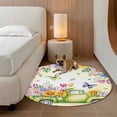 thumbnail image 2 of Spring Truck Flowers Round Area Rug 5Ft Washable Circle Rugs for Living Room Bedroom, Watercolor Floral Butterflies Yellow Non-Slip Carpet Floor Mats Indoor Outdoor Carpet Runner Aesthetic Home Decor, 2 of 8