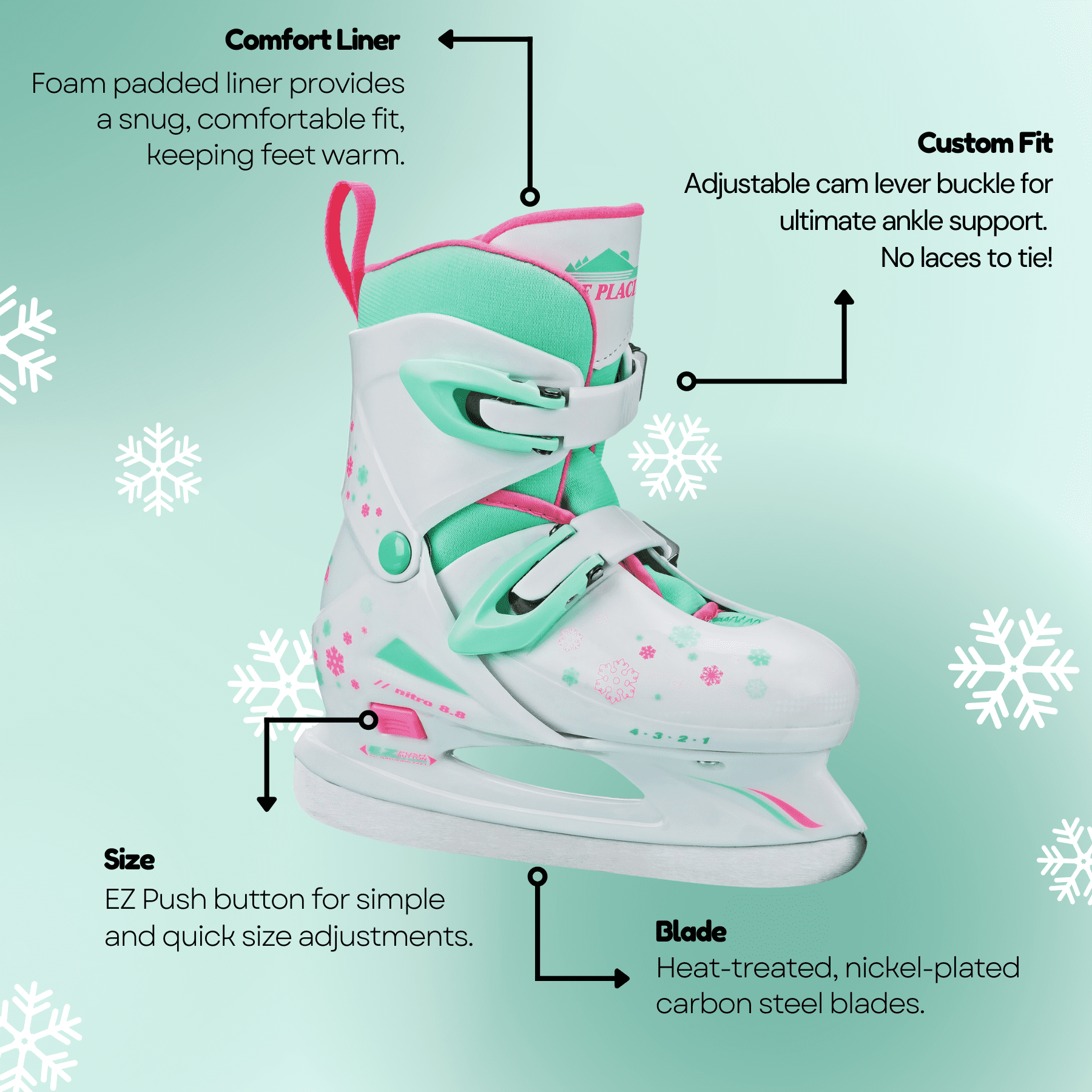 Lake Placid Nitro 8.8 Girls Adjustable Ice Skates