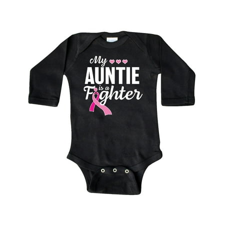 

Inktastic Breast Cancer Awareness My Auntie is a Fighter Gift Baby Boy or Baby Girl Long Sleeve Bodysuit