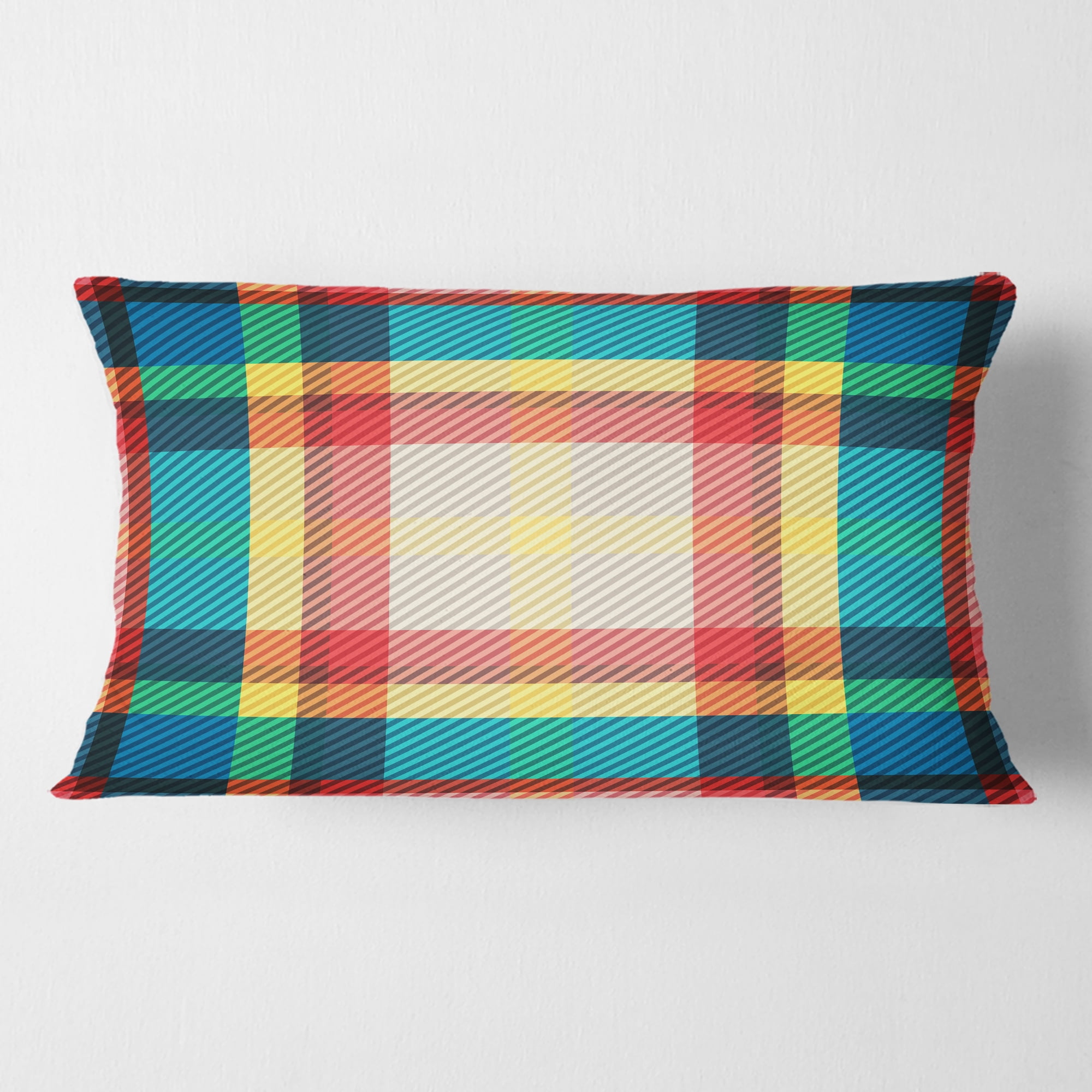 Designart Tartan Geometrical Texture III' Mid-Century Modern Throw Pillow - 12x20